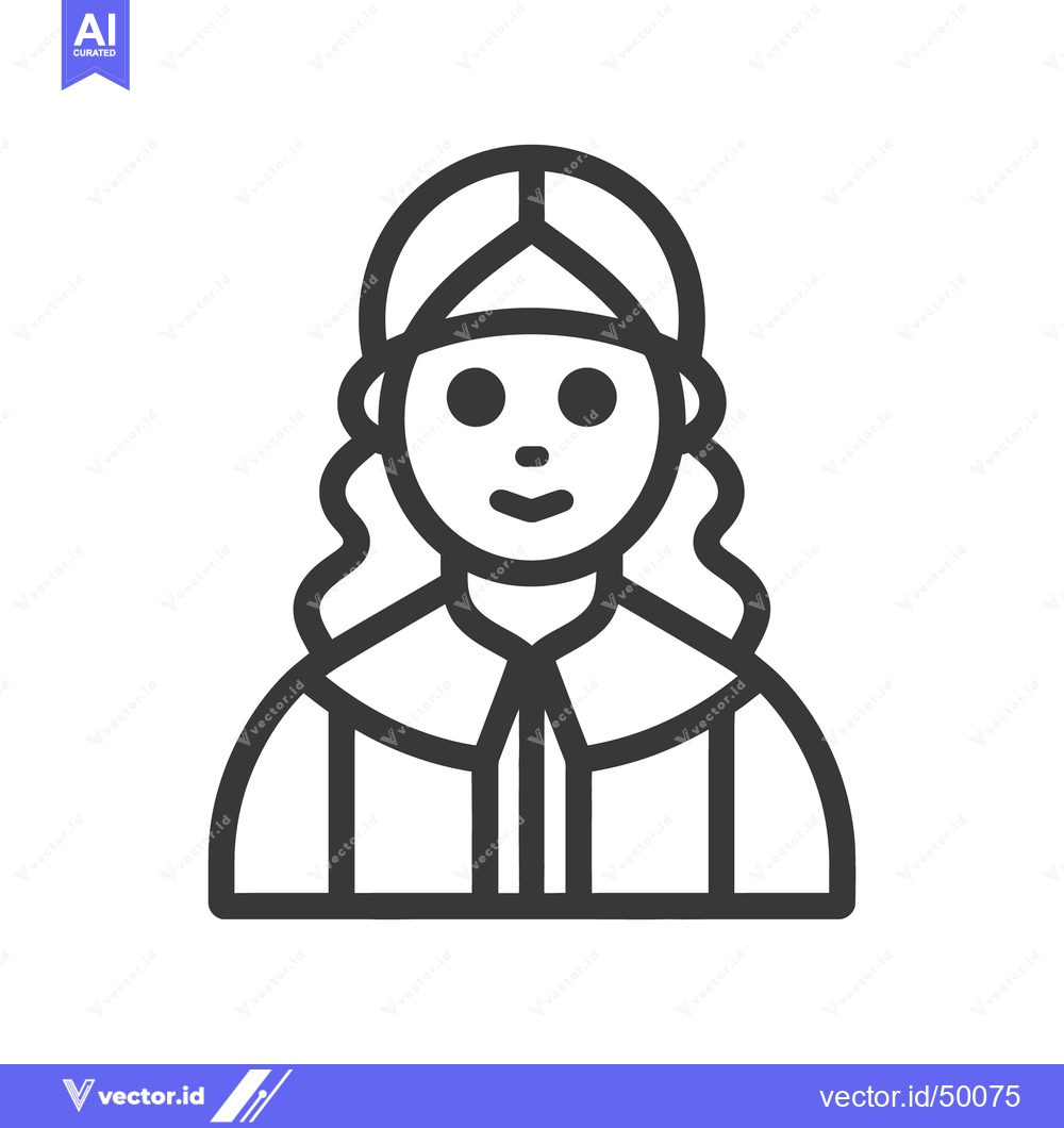 Premium Vector of The illustrated portrait depicts a person with stylized details and fe
