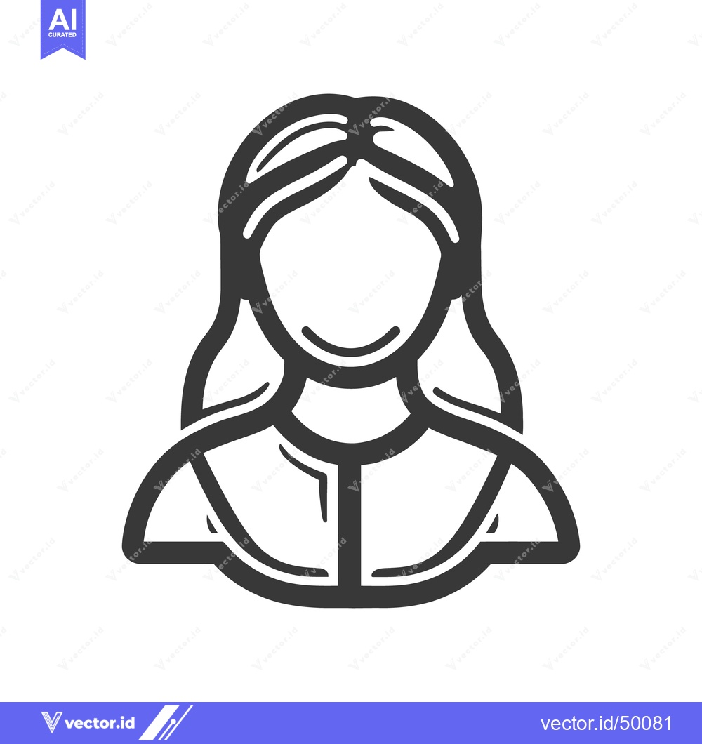 Premium Vector of An illustrated outline depiction of a woman smiling gracefully