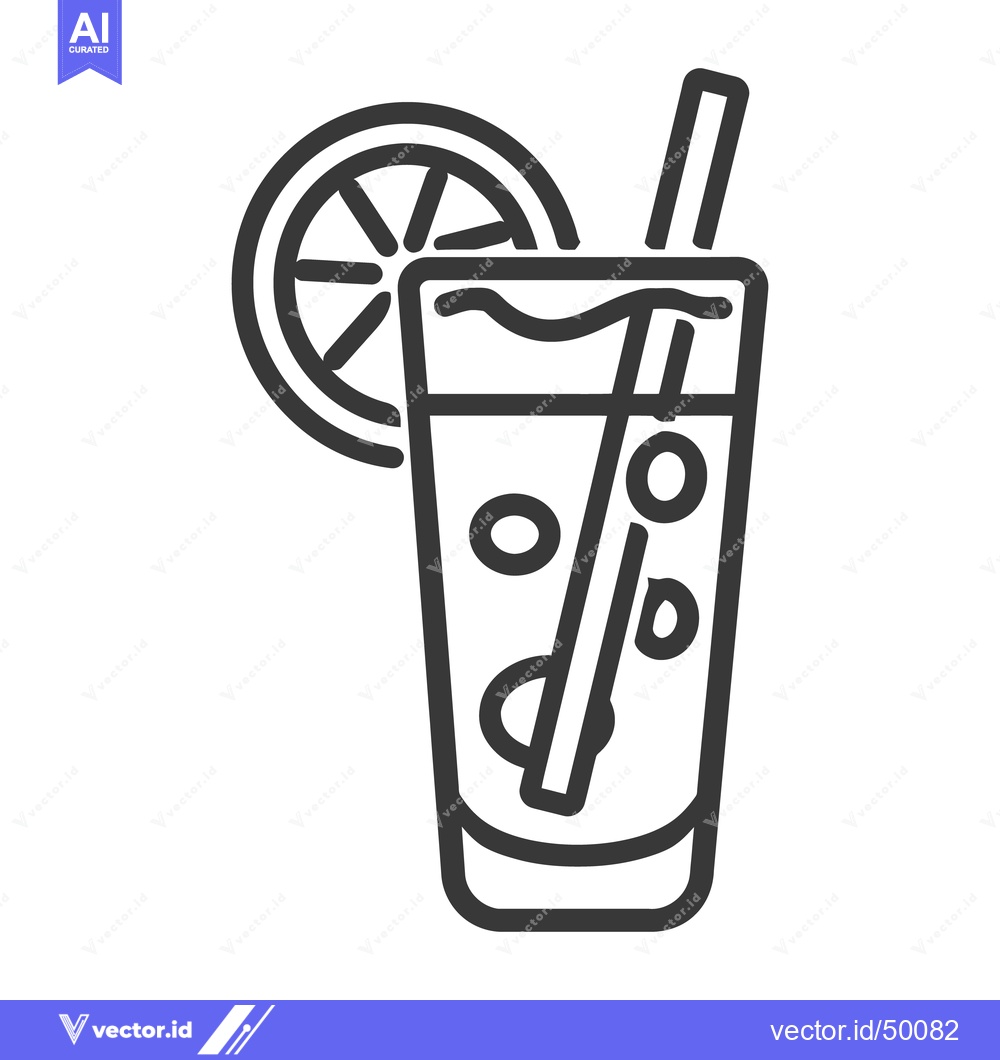 Premium Vector dari A refreshing drink with a slice of citrus and a straw
