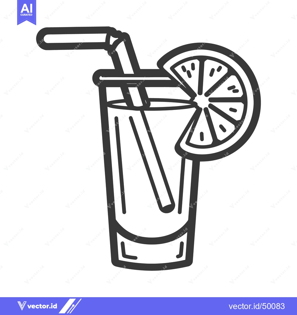 Premium Vector dari A simple line drawing of a refreshing beverage in a glass