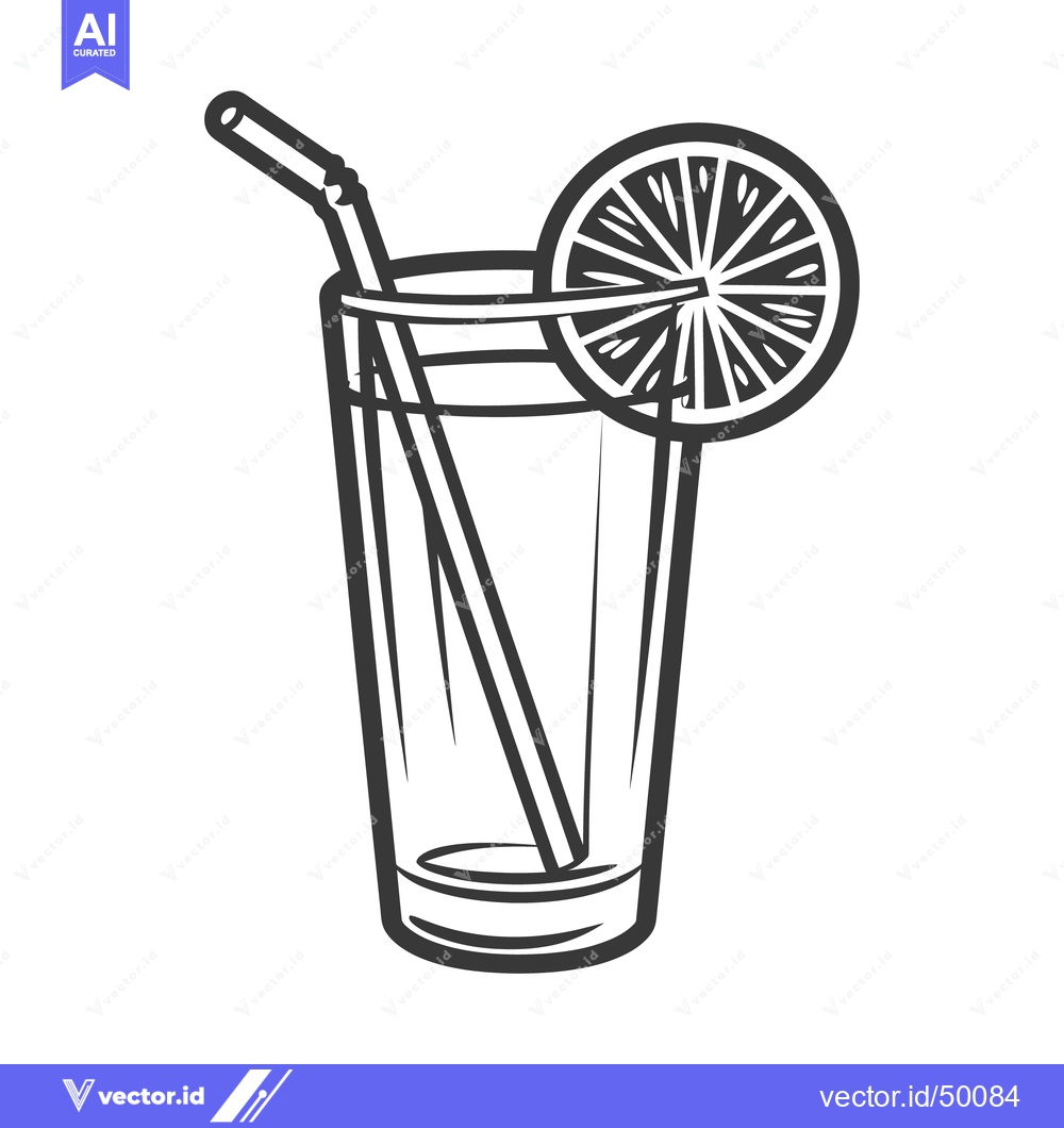 Premium Vector dari A tall glass of beverage decorated with a citrus fruit slice