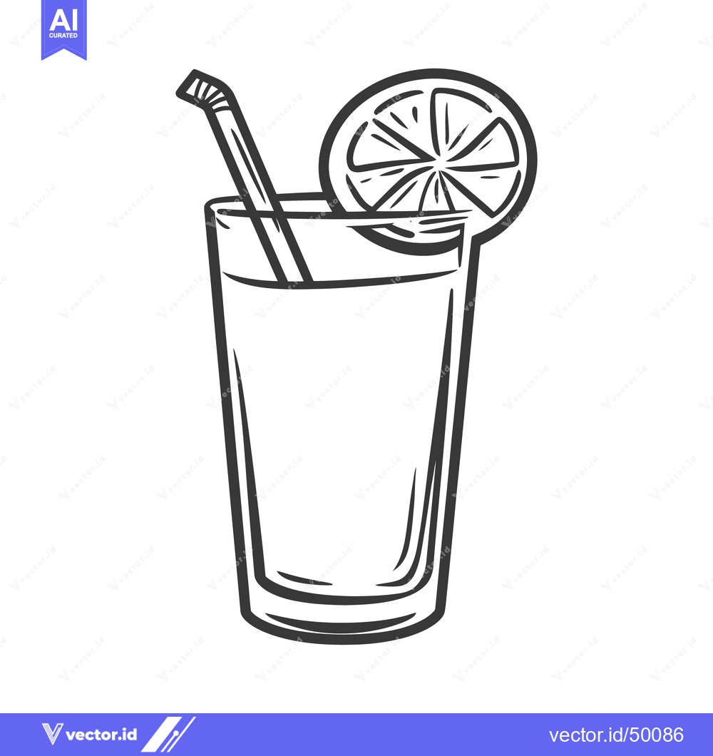 Premium Vector dari A tall glass of refreshing beverage with fruit garnish and straw