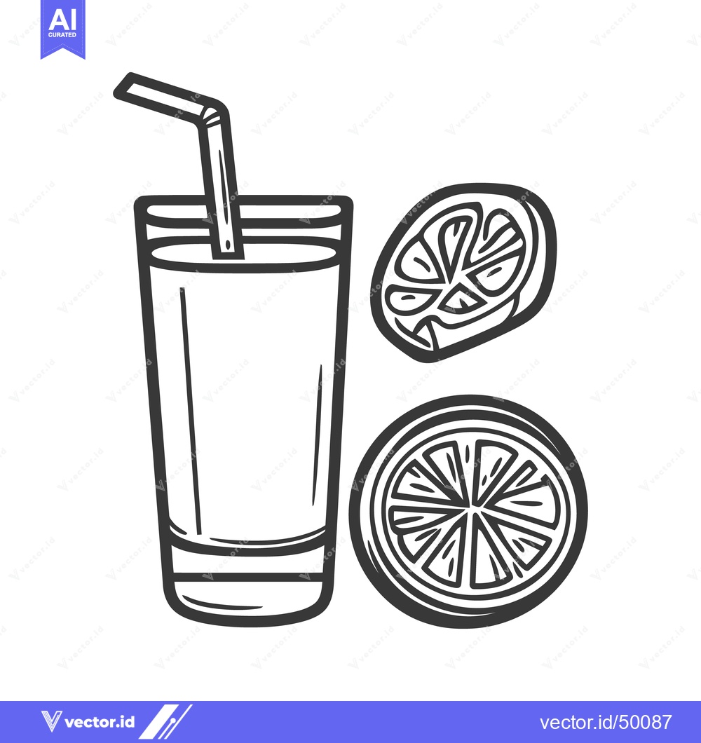 Premium Vector dari A glass of juice and sliced citrus fruit in illustration style