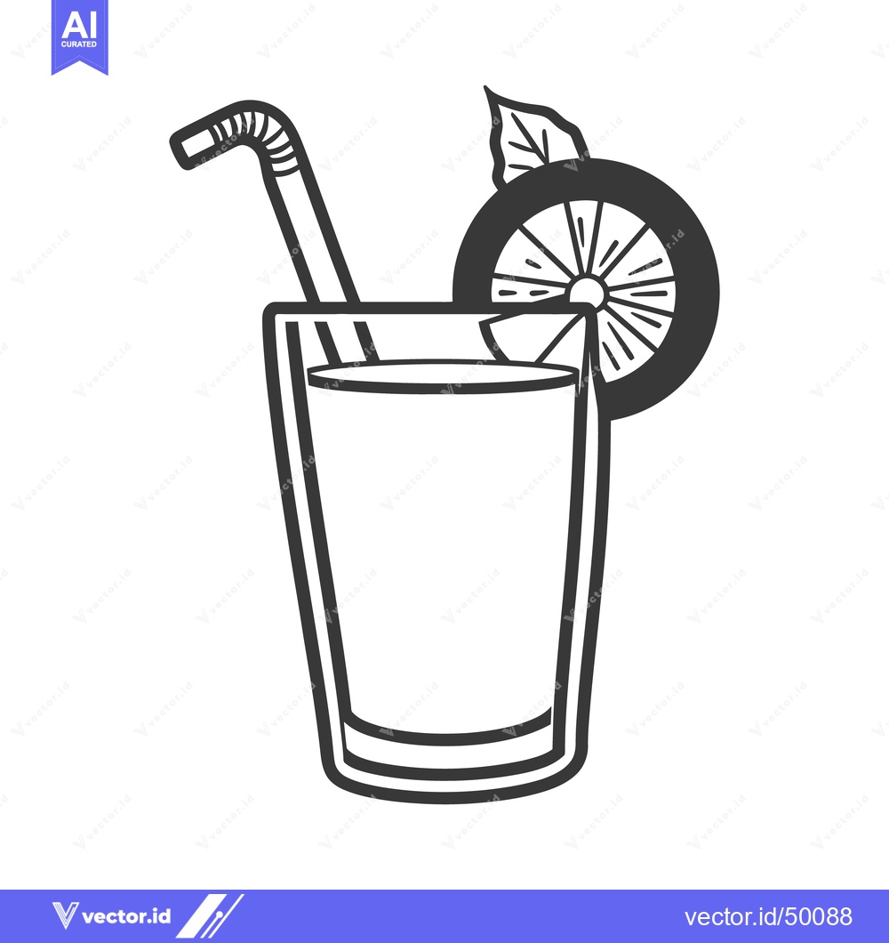 Premium Vector of A refreshing beverage featuring a straw and citrus fruit garnish