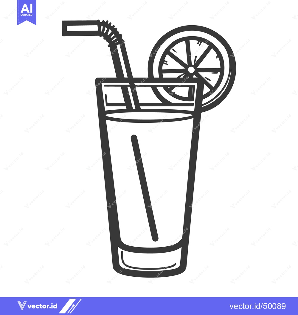Premium Vector dari A refreshing beverage with a straw and a citrus fruit slice
