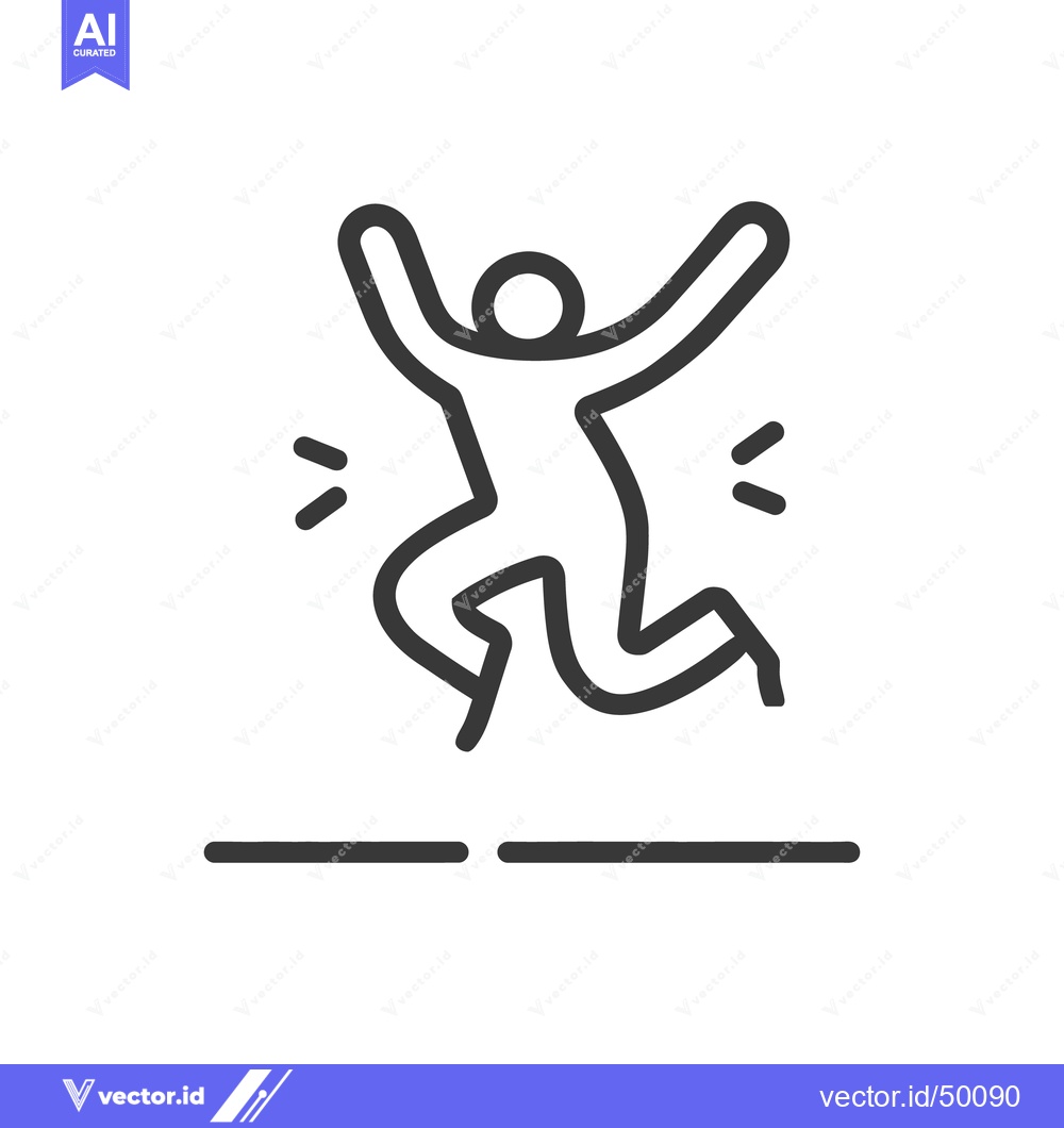 Premium Vector dari Simple outline of a person jumping with arms raised in air