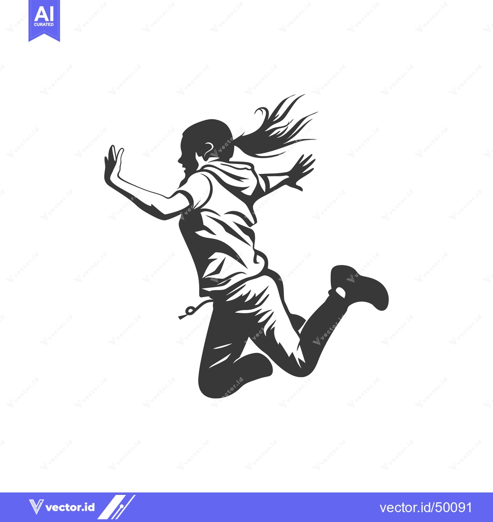 Premium Vector of A grayscale silhouette of a woman mid air in motion
