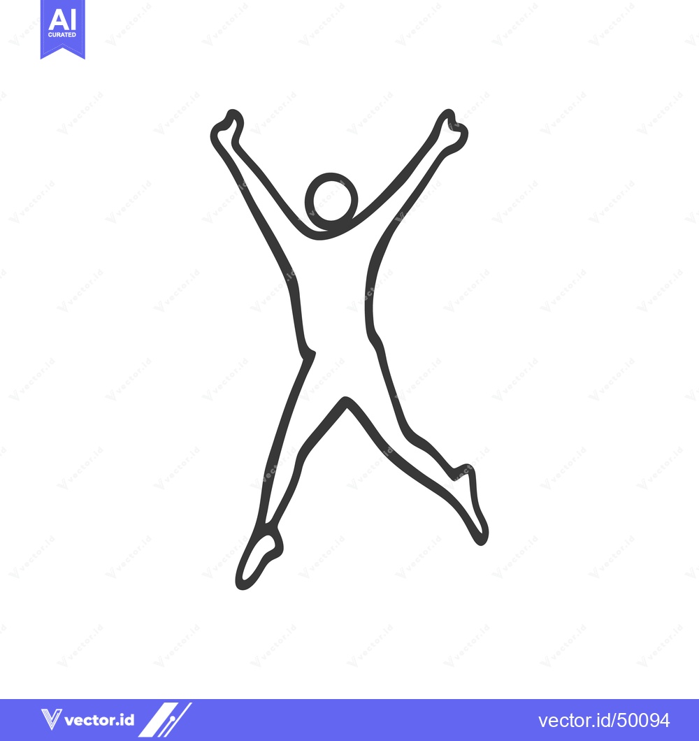 Premium Vector of A simple line drawing of a person jumping with joy