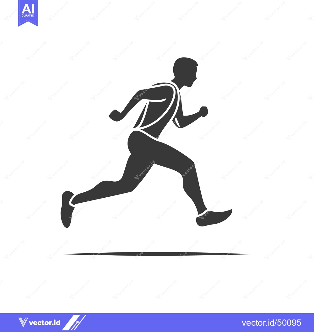 Premium Vector of A silhouette depiction of a male runner in full stride