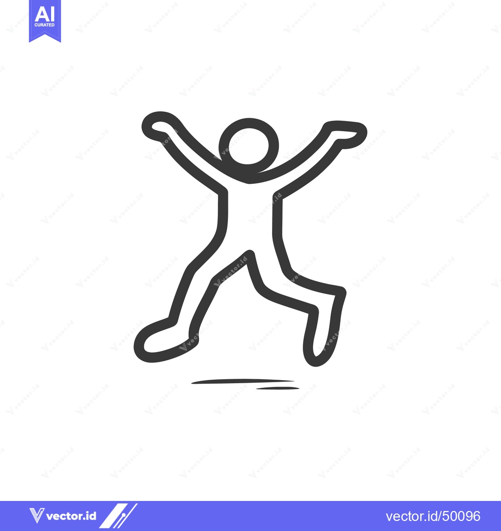Premium Vector dari Simple outline drawing of a person in a jumping joyful pose