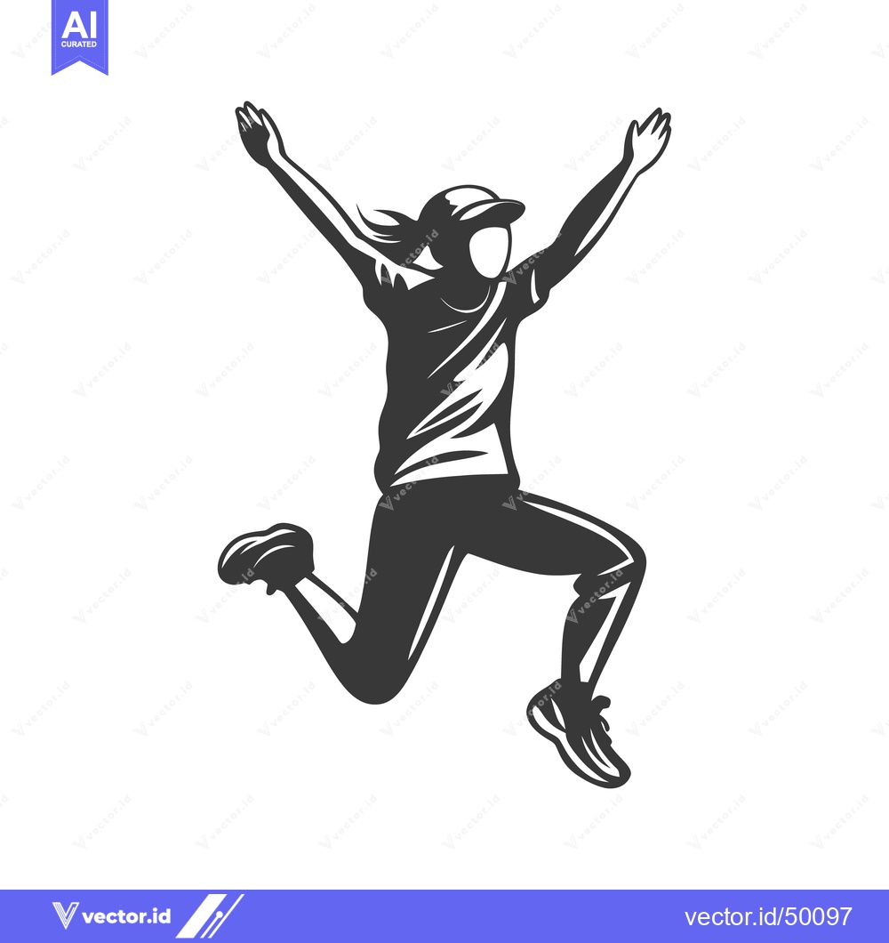 Premium Vector dari A silhouette of a woman jumping with arms raised in excitement