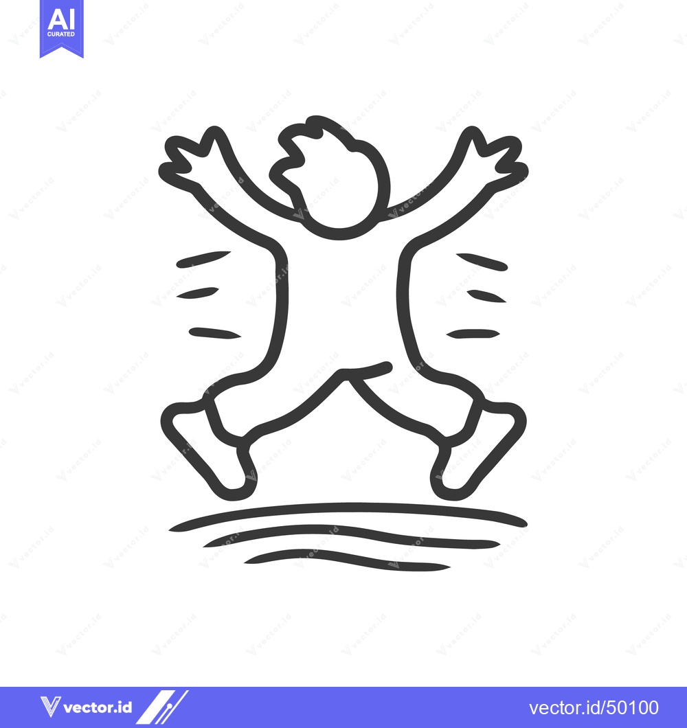 Premium Vector dari A simplistic line art illustration of a joyful person jumping