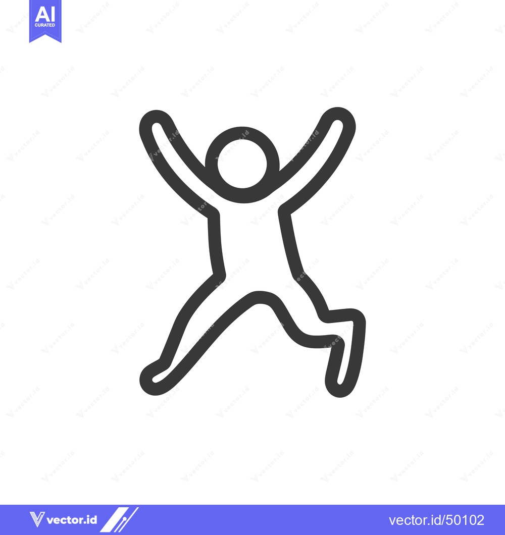 Premium Vector of Simple illustration depicts a person jumping with arms raised in the a