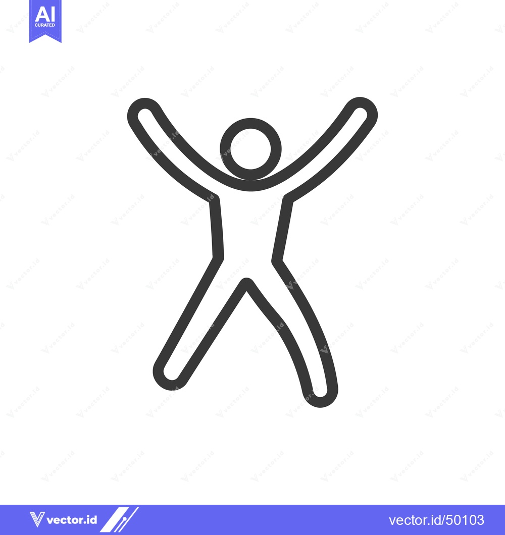 Premium Vector dari Simple outline illustration depicting a human figure with arms raised