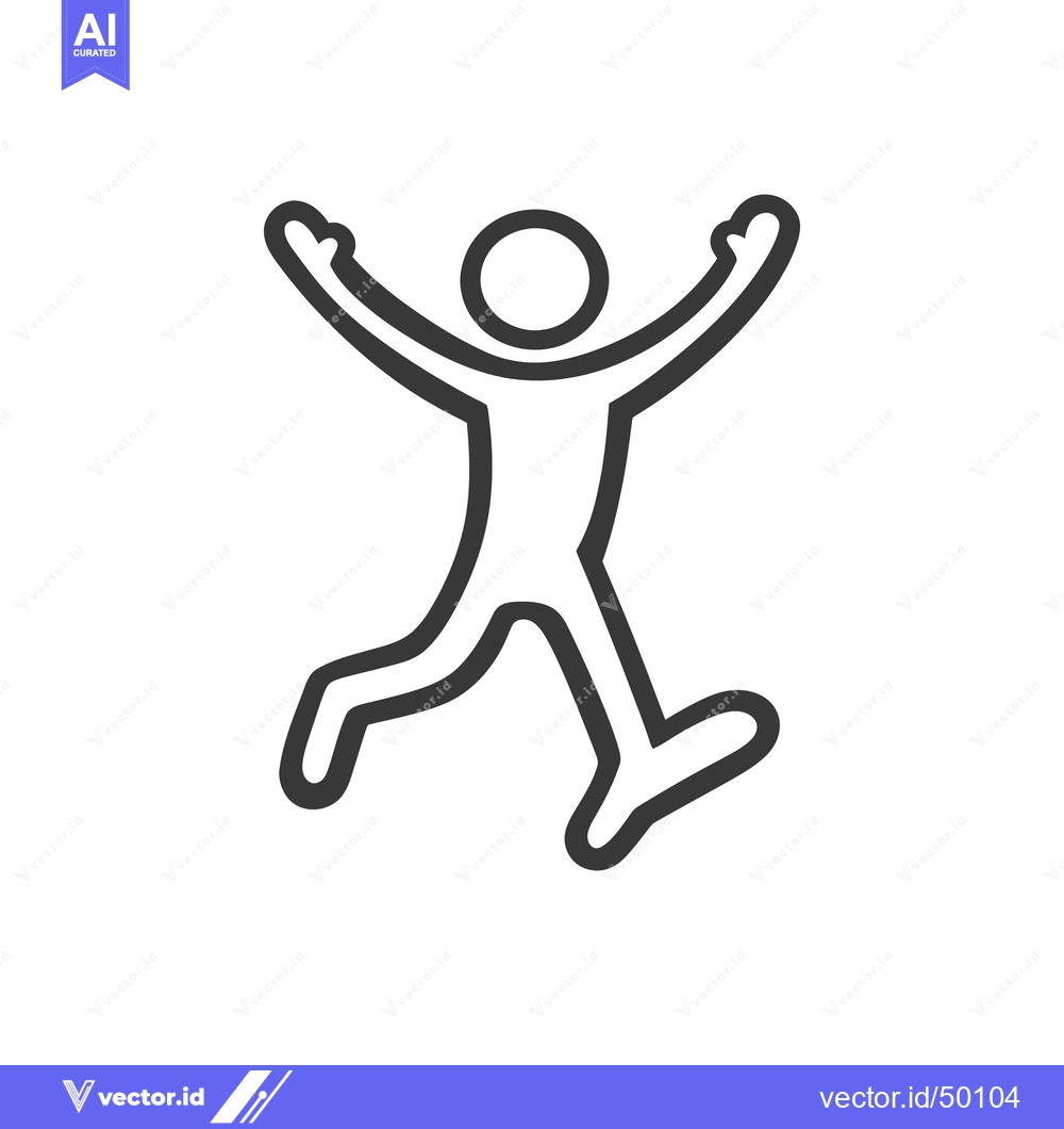 Premium Vector of Simple illustration depicting a joyful stick figure jumping in the air