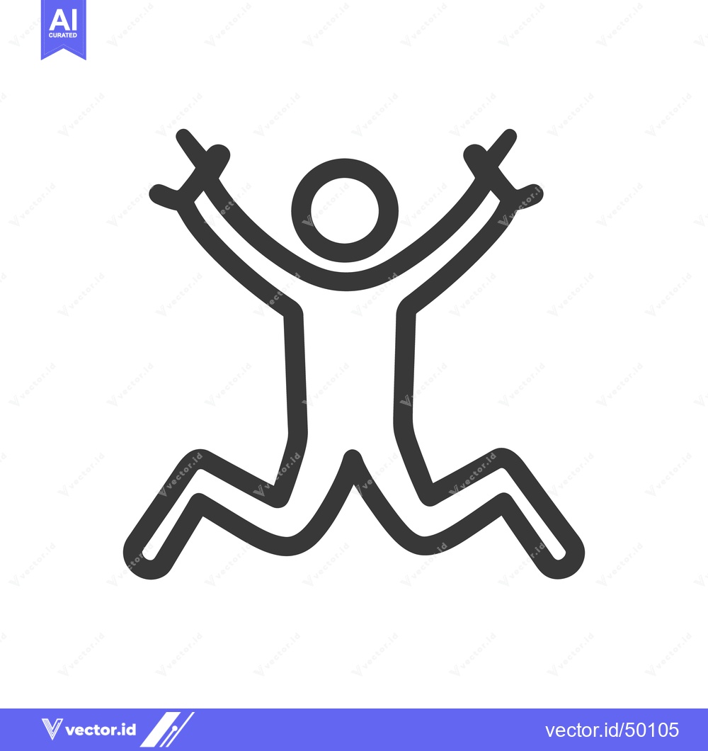 Premium Vector dari A stylized outline of a person jumping with arms raised upward