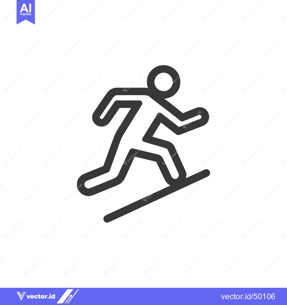 Premium Vector dari Minimalist Runner Icon: Dynamic Motion on Inclined Plane, Bold Line Ar
