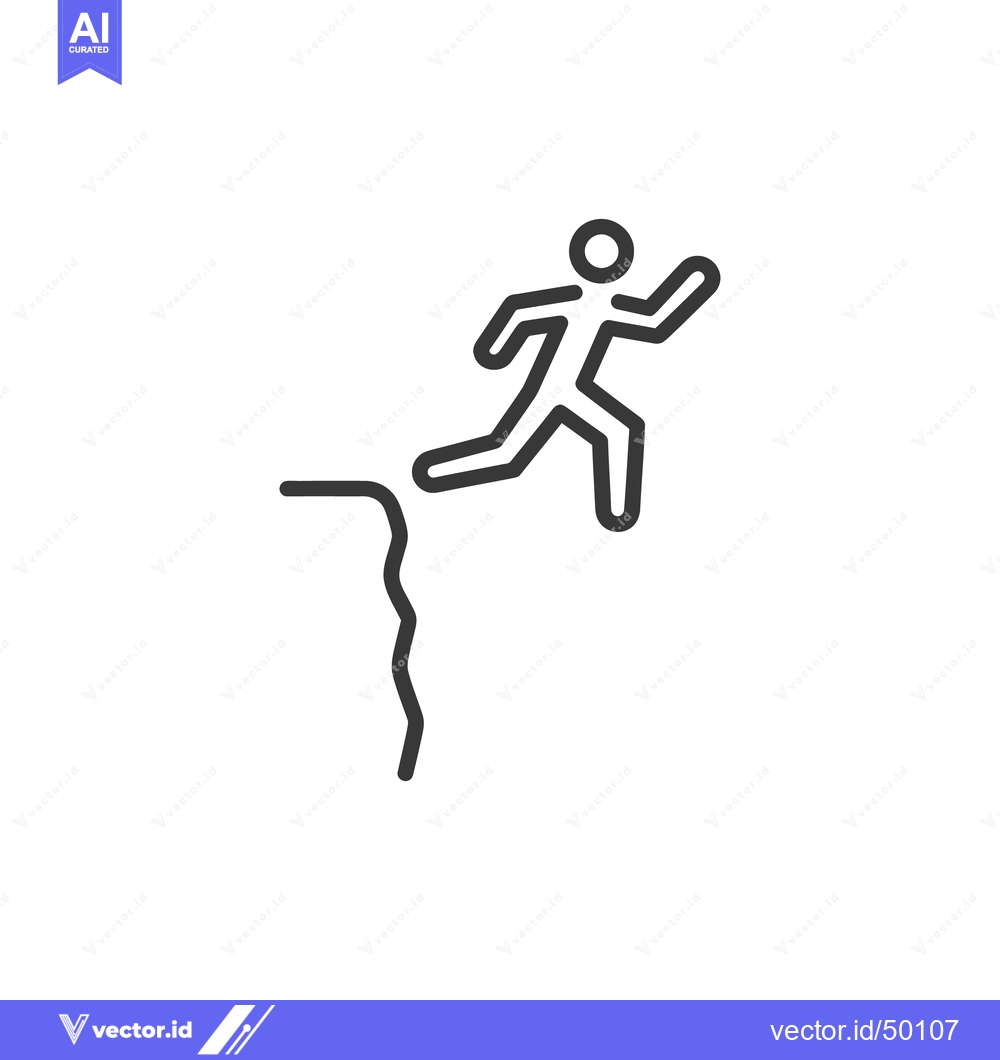 Premium Vector dari Minimalist Cliff Jump: Line Art Depicting Risk and Adventure