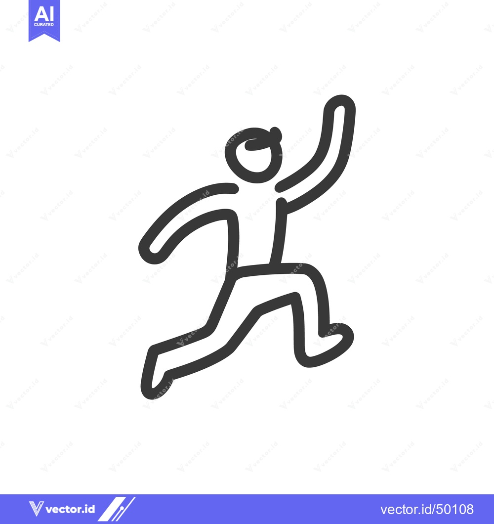 Premium Vector dari Dynamic Line Art: Figure Leaping with Joyful Exuberance on White Backg
