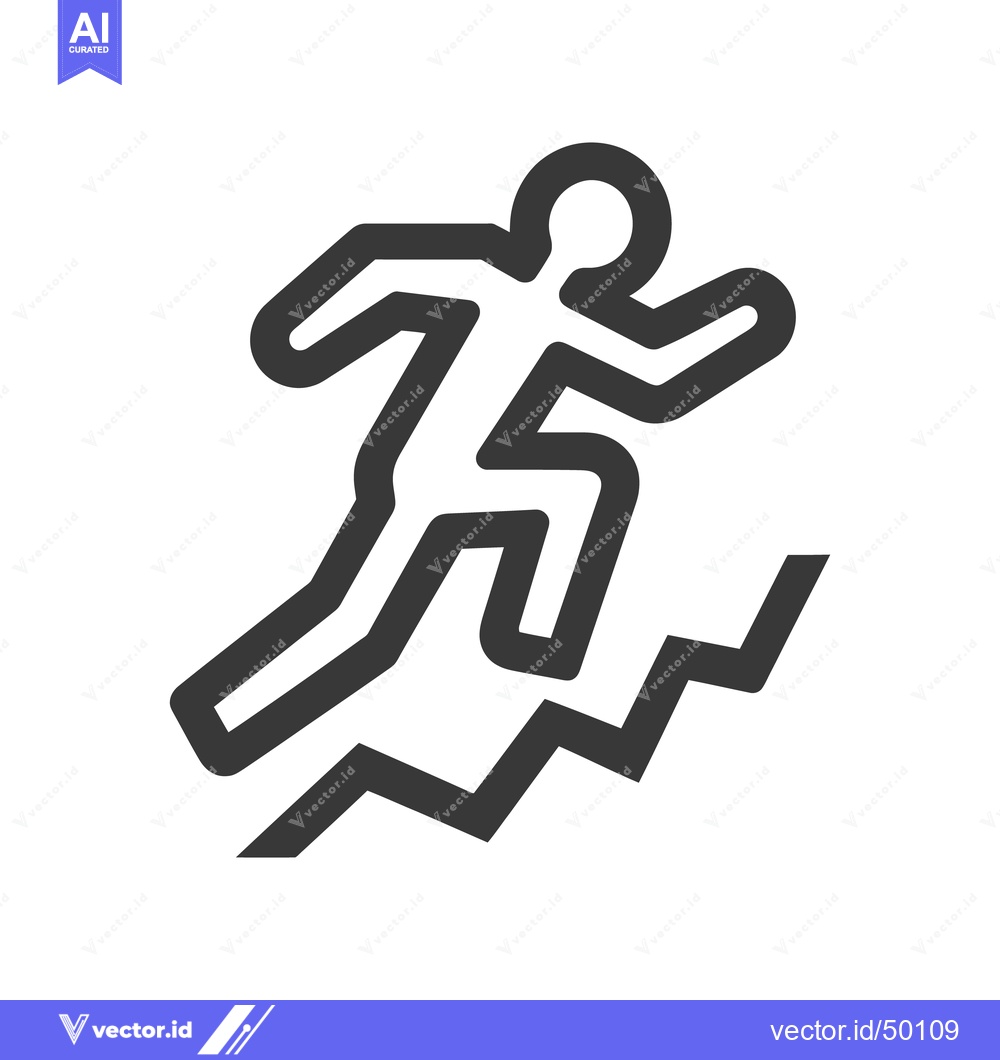 Premium Vector of Ascending Steps: Minimalist Icon of a Person Climbing a Graph