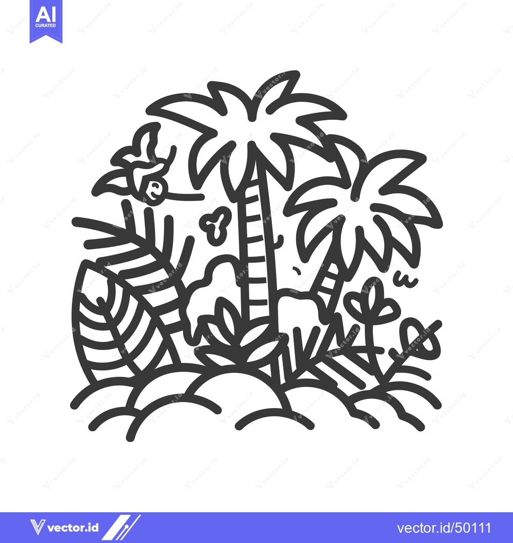 Premium Vector of Tropical palm trees and other plants create a lush forest design