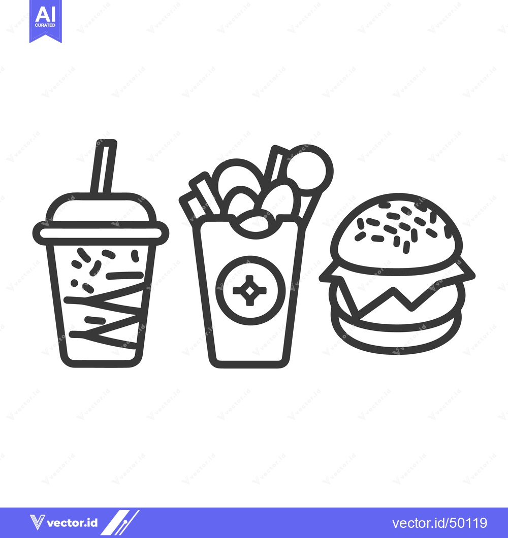 Premium Vector of Vector illustration of fast food items including a burger and fries