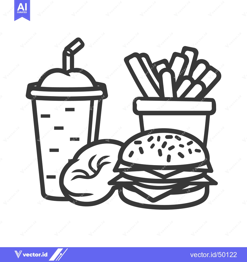 Premium Vector dari A delicious depiction of a burger fries soda and pastry