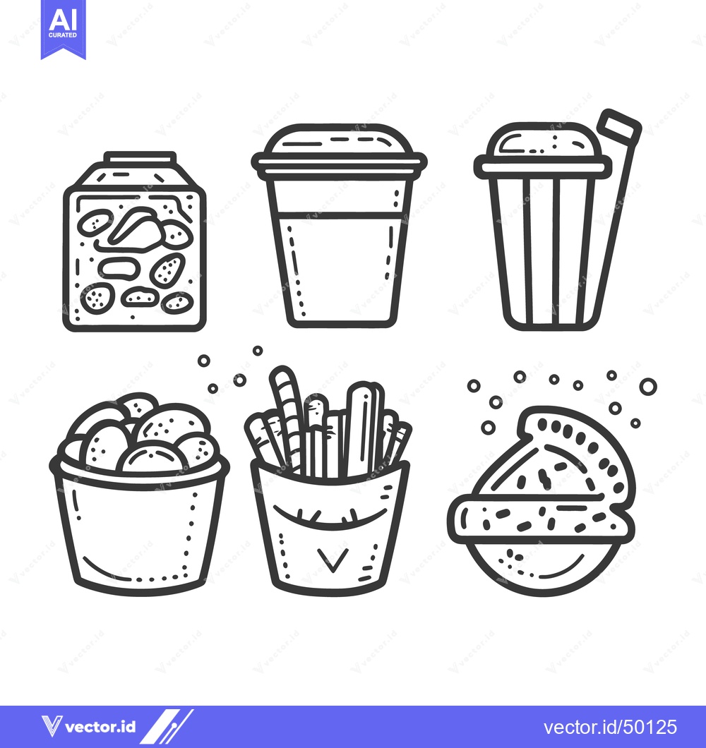 Premium Vector dari A collection of various fast food and drink illustrations