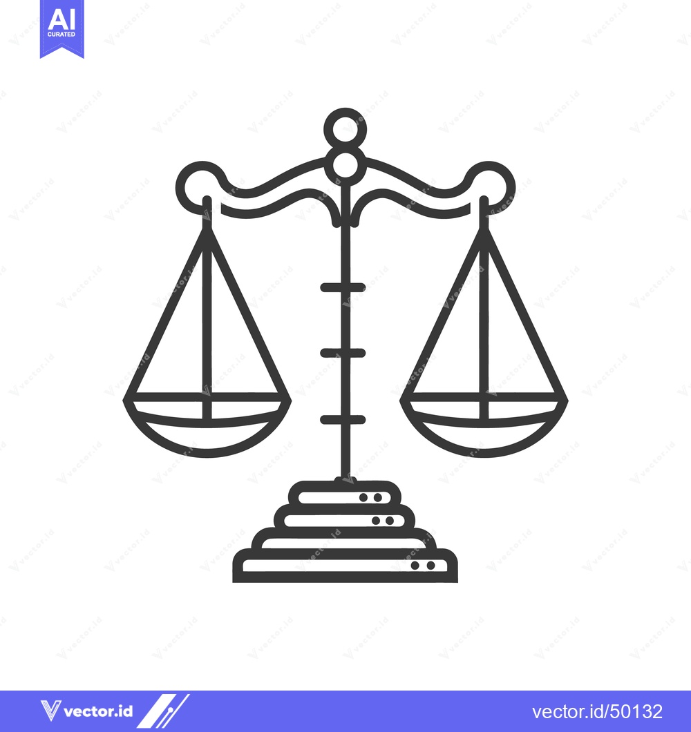 Premium Vector dari An illustrative line art depiction of a balancing scale