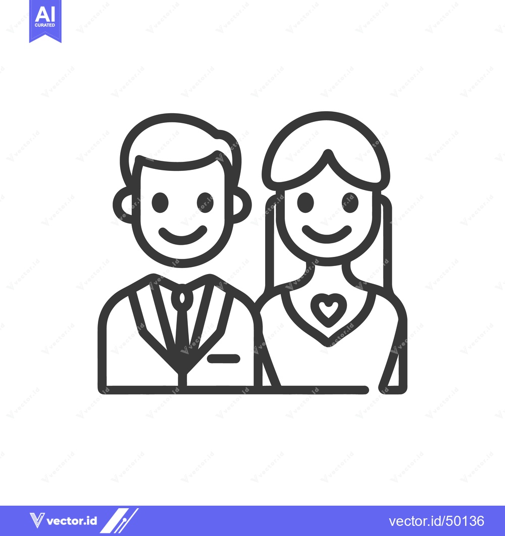 Premium Vector of Simple line drawing of a couple smiling and looking forward