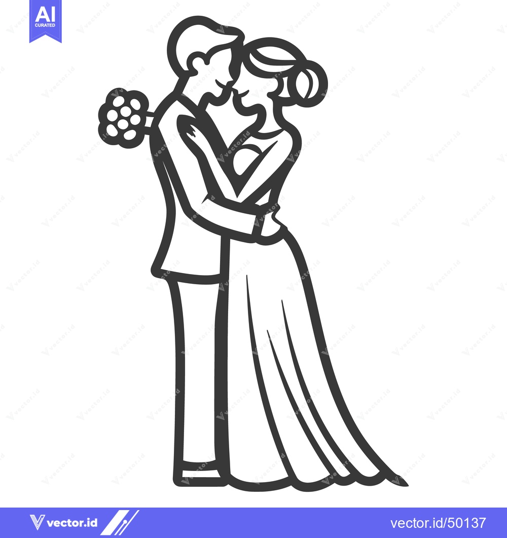 Premium Vector of A stylized black and white illustration depicts a hugging embracing co
