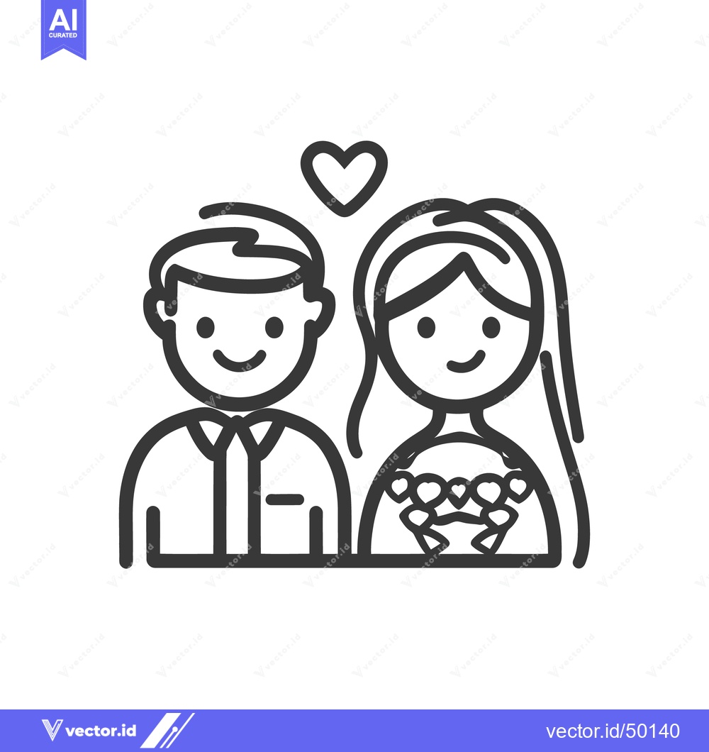 Premium Vector of A happy bride and groom celebrate their loving marriage union