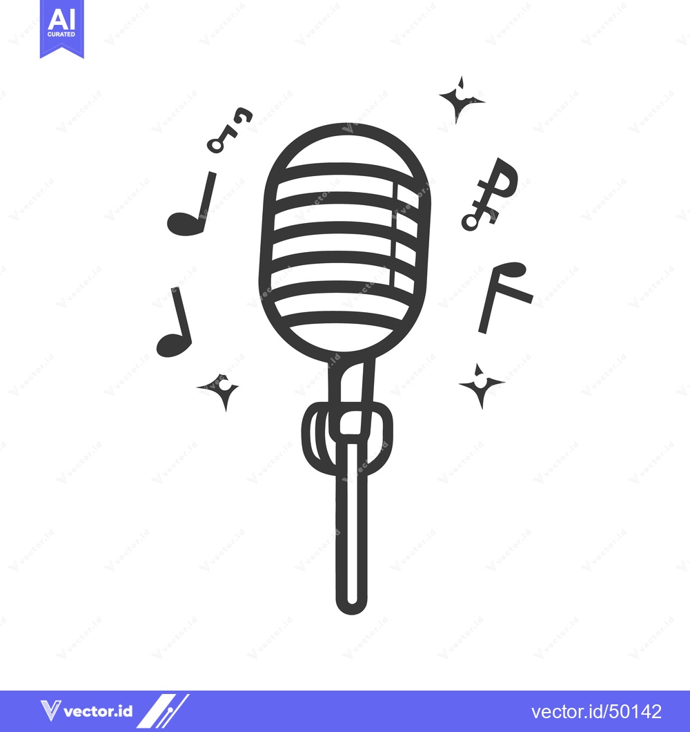 Premium Vector dari A black and white illustration of a classic microphone