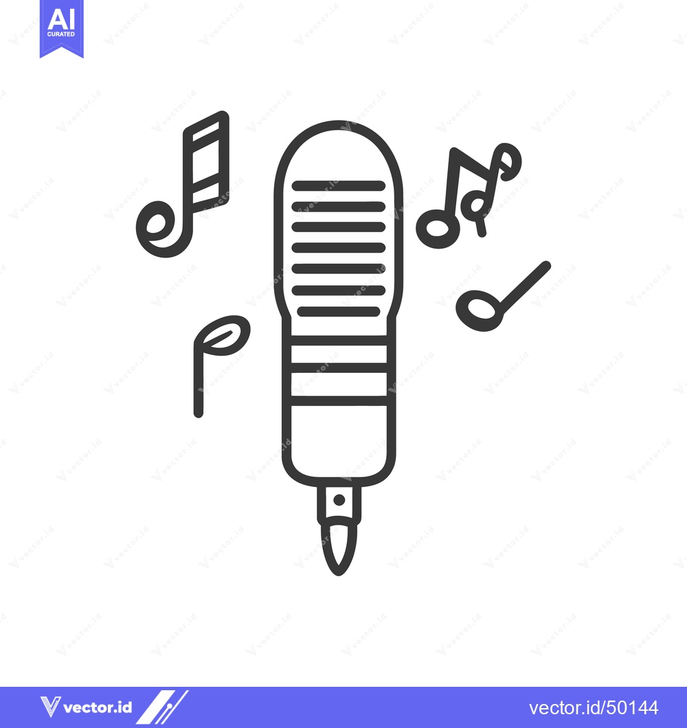 Premium Vector dari An illustration of a microphone with musical notes around it