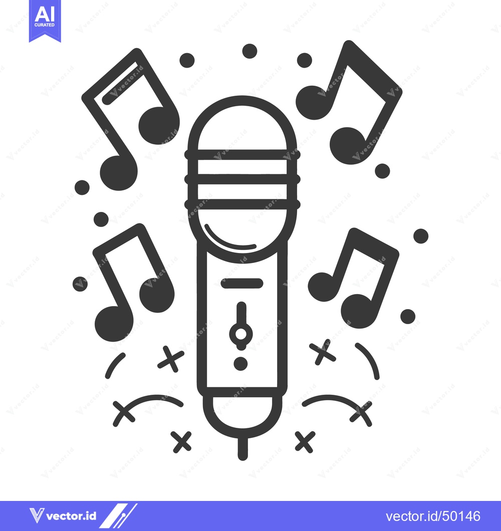 Premium Vector of An illustrated microphone surrounded by music notes and symbols