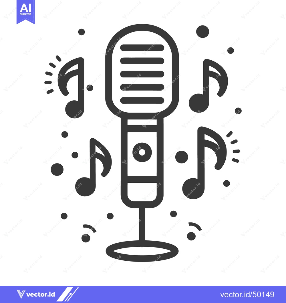 Premium Vector dari A black and white drawing depicting a music microphone and notes