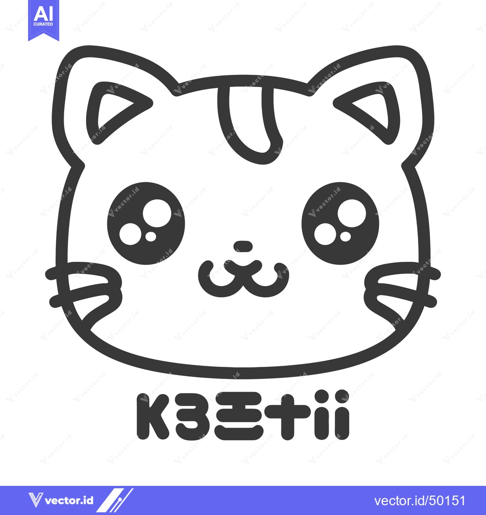 Premium Vector of An adorable cat face illustration rendered in a minimalist style