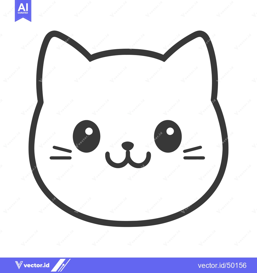Premium Vector dari A simplistic drawing of a smiling happy domestic cat face