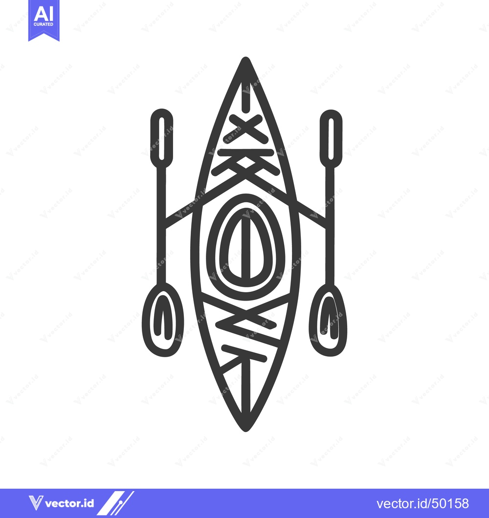 Premium Vector dari Minimalist Kayak Icon with Paddles, Outline Style, Water Sport Symbol