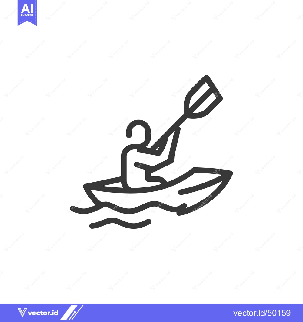Premium Vector dari Minimalist Kayaking Icon: Person Paddling Boat on Water Waves
