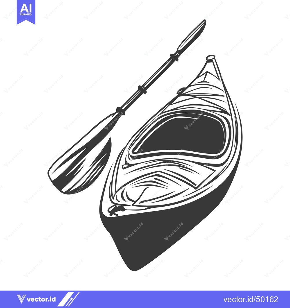 Premium Vector of An illustrated kayak beside a paddle ready for water activities
