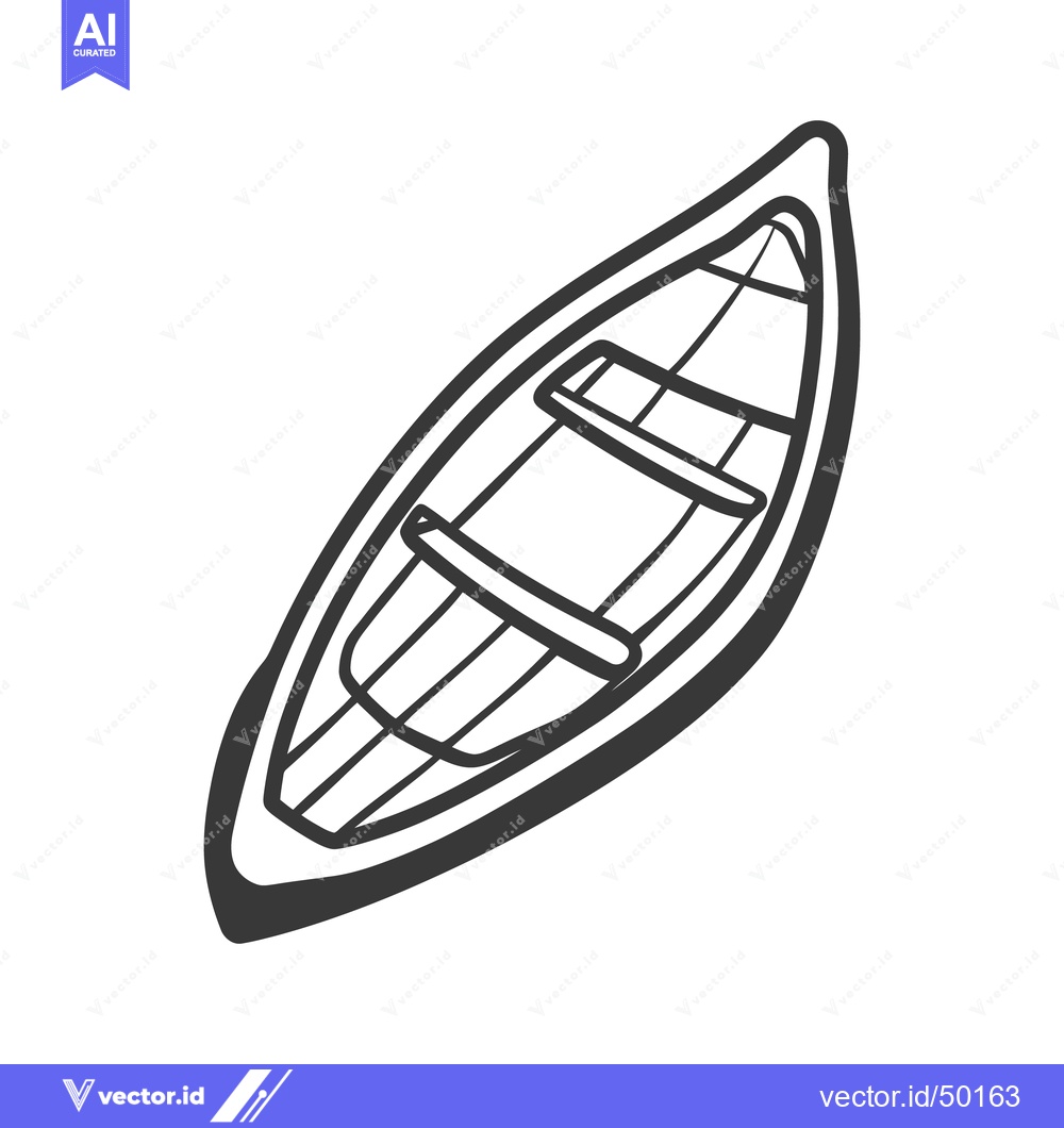 Premium Vector of A simple black and white line drawing of a canoe boat