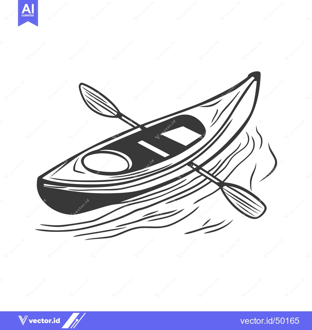 Premium Vector of A kayak floating on water with two oars is depicted here