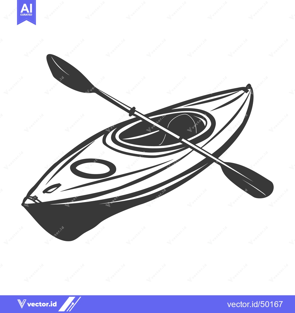 Premium Vector dari A single kayak and a paddle are displayed in black and white