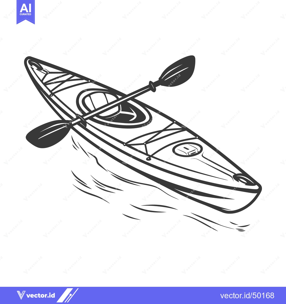 Premium Vector of A kayak with a paddle moving across the water surface