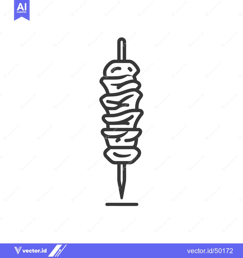 Premium Vector of Minimalist Line Art: Skewered Meat Illustration on White Background
