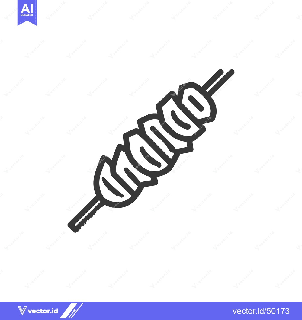 Premium Vector of Simple Skewer Icon: Grilled Food on a Stick