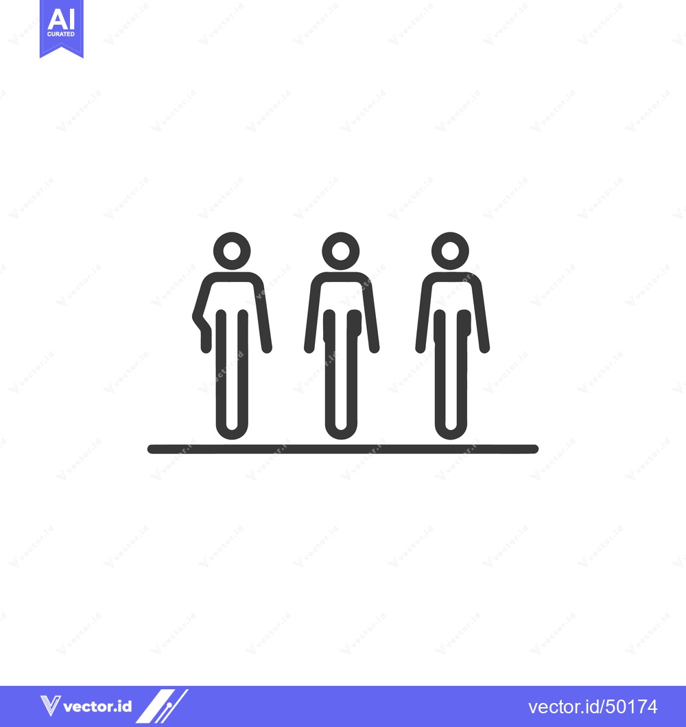 Premium Vector of Three people stand in a row presented through simplified line art
