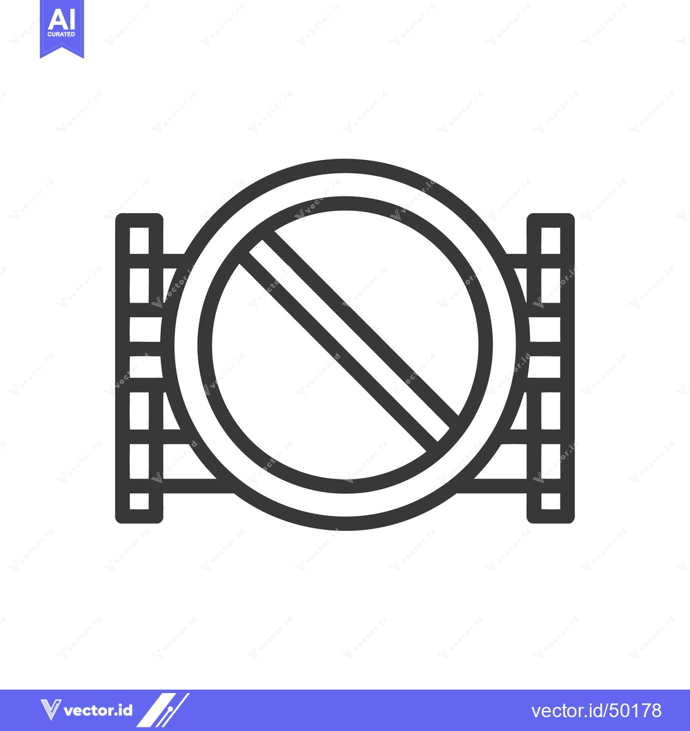 Premium Vector dari Prohibited Access Icon: Circular Symbol with Fence, Dark Gray Outline