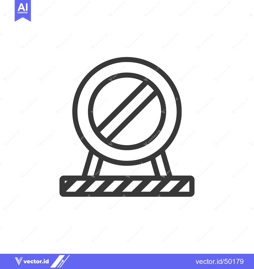 Premium Vector of Minimalist Black and White Roadblock Icon with Striped Base